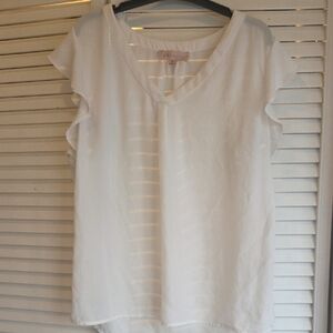 Philosophy White Flutter Sleeve Blouse